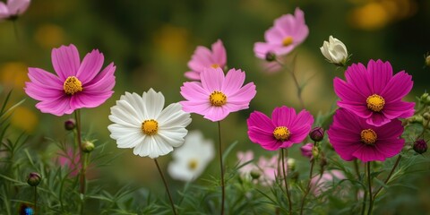 Fototapeta premium Colorful Cosmos Flowers in Bloom