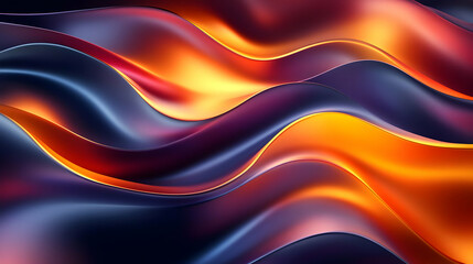 Abstract Wavy Background:  Shimmering Orange and Blue Liquid Waves