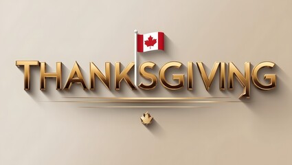 Elegant thanksgiving typography design featuring canadian flag and metallic lettering