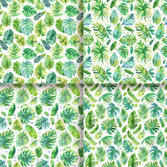 Watercolor Tropical Leaf Seamless Pattern Background Design