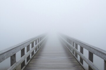 A fog-covered bridge that fades into the distance, symbolizing uncertainty or the unknown in one's mental journey 