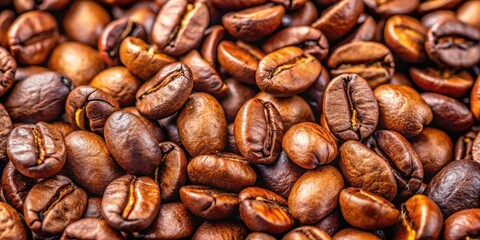 Obraz premium Close up of freshly roasted coffee beans with rich aroma and texture