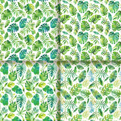 Watercolor Tropical Leaves Seamless Pattern Background