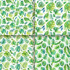 Watercolor Tropical Leaf Seamless Pattern Design