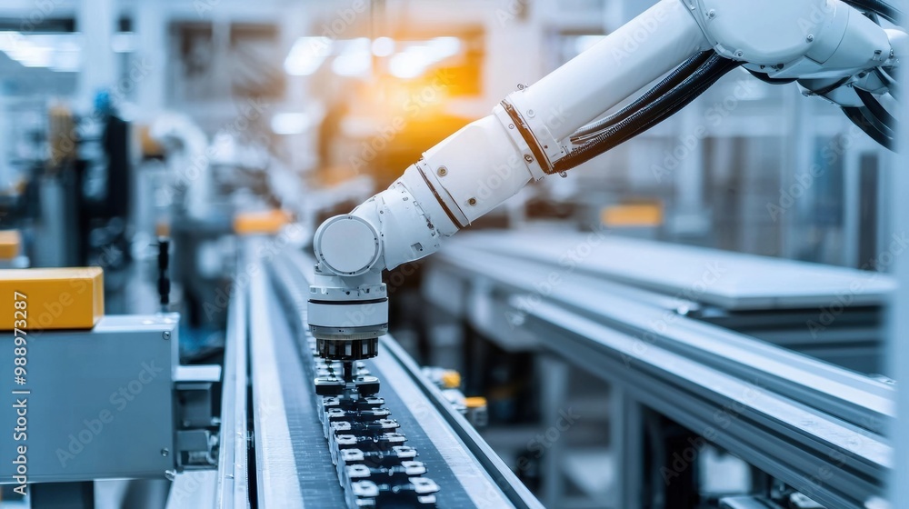 Aufkleber automation in manufacturing with robotic arm in action