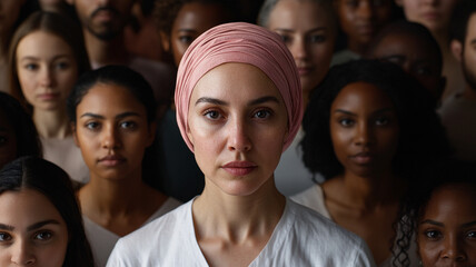 Obraz premium group portrait a woman with cancer