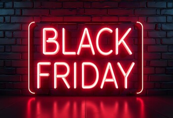 Black Friday neon sign on dark background.
