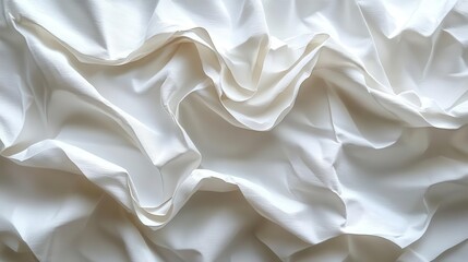 Obraz premium closeup of intricately crumpled paper emphasizing texture and shadows subtle offwhite tones abstract patterns formed by folds and creases