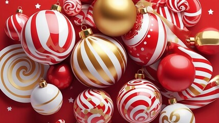 Obraz premium Festive Pop Art Christmas Ornaments Background