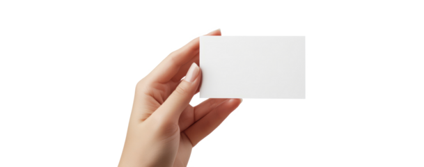 hand holding blank business card