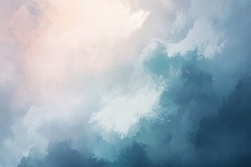 Abstract Brushstroke Painting in Soft Blue and Pink Hues