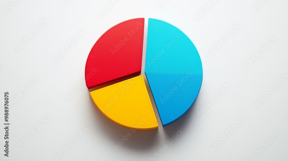 Poster a minimalist pie chart infographic on a white background with segmented sections in bold colors, rep