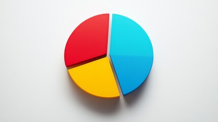 Fototapeta premium A minimalist pie chart infographic on a white background with segmented sections in bold colors, representing market share data.