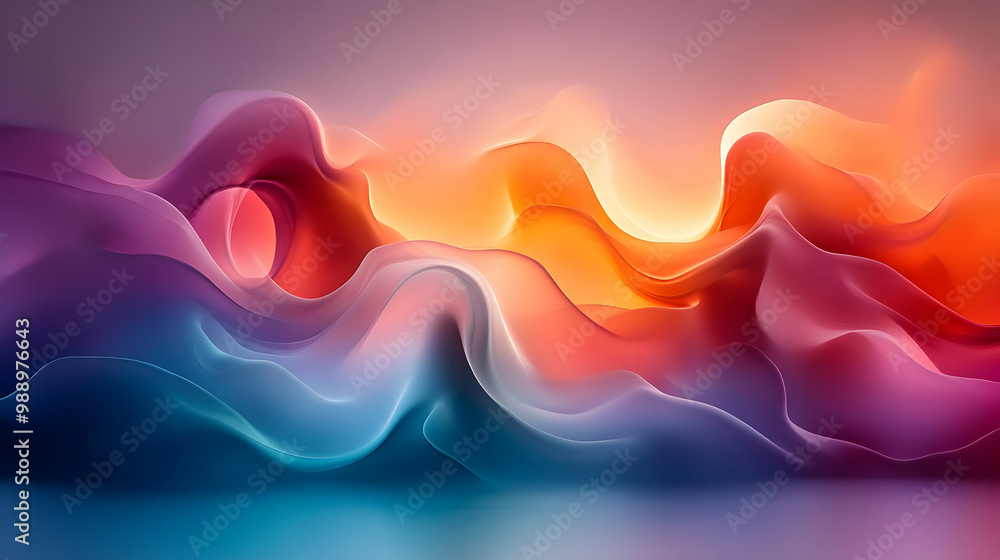 Poster abstract waves of color - a visual journey