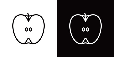 りんごの断面のシンプルなラインアイコン