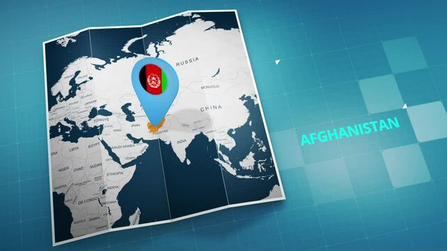 afghanistan map Digital background Loop 4k