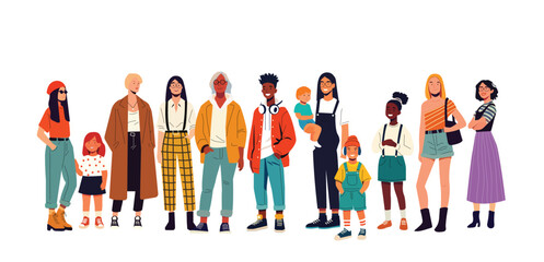 Group of diverse women, for girls power concept, feminism ideas