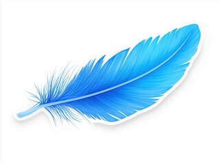 Blue feather, white isolated background