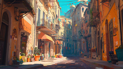 Fototapeta premium untry, generative ai, landscape, architecture, curtoone, chasny house, background, art nouveau, city, skyline, skyscraper, building, view, panorama, sky, travel, town, cityscape, europe, panoramic, ri