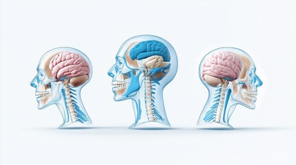 Detailed Anatomy of the Human Brain and Head in Various Views