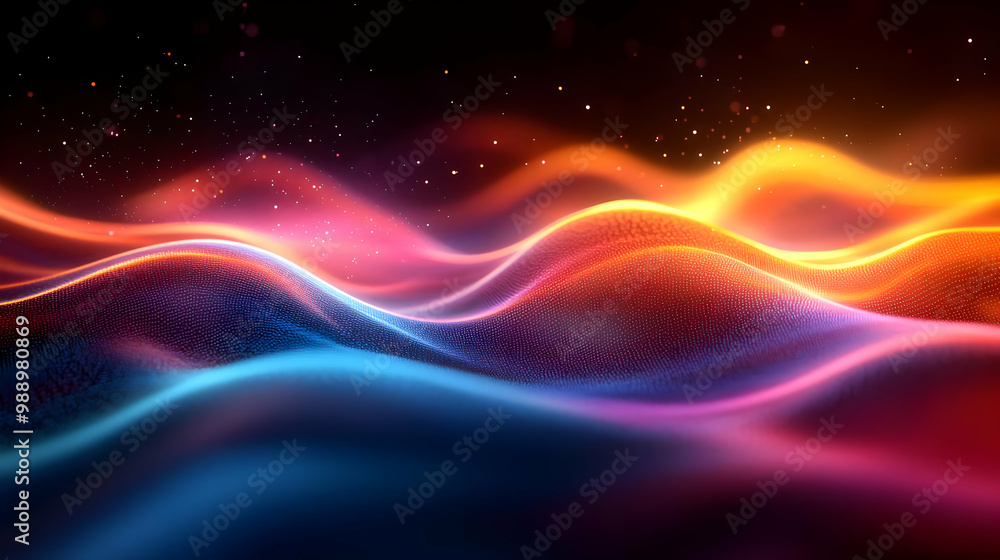 Poster Abstract Waves of Color and Light in Motion