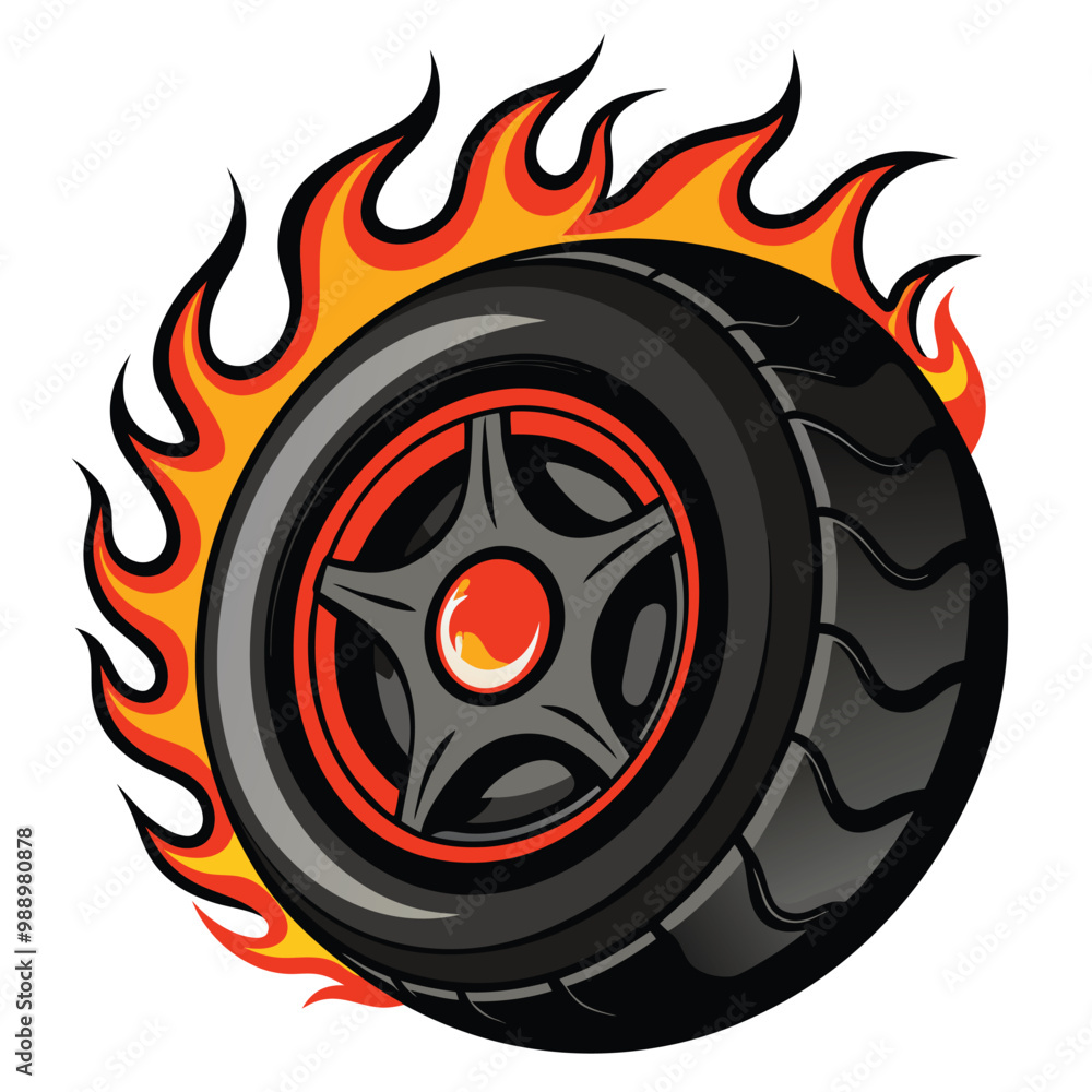 Wall mural flaming wheel vector illustration