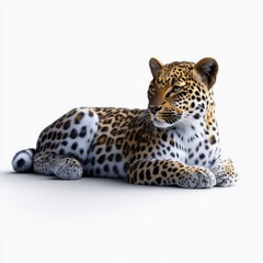 Naklejka premium Majestic Leopard Resting on Smooth Surface