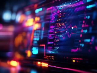 Obraz premium Digital data visualization on a futuristic screen.