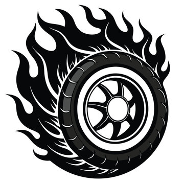 recommend clip art: Flaming Wheel vector silhouette