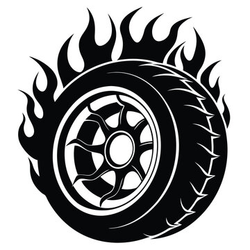 recommend clip art: Flaming Wheel vector silhouette