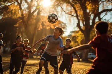 Fototapeta premium Football sports child togetherness.