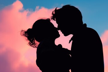Couple silhouette backlighting adult.
