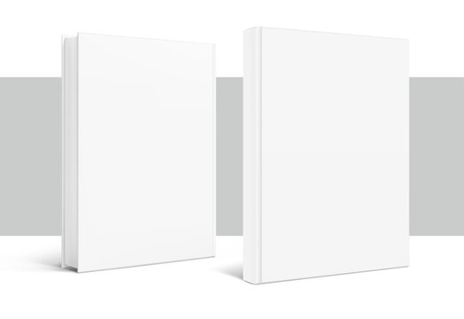 Blank hardcover book mockups. Vector illustration isolated on white background. It can be used for promo, catalogs, brochures, magazines, etc. Ready for your design. EPS10.	