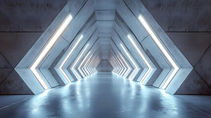 Futuristic Corridor with Glowing Lights 3D Render