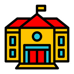 School Building filled line icon, suitable for school education