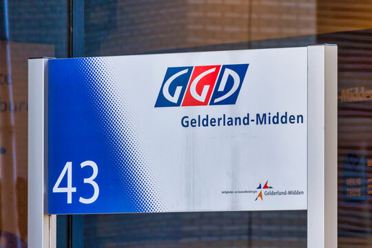 Building entrance sign of the Dutch GGD Gelderland-Midden, the official public Safety and Health organization in Arnhem, The Netherlands on September 13, 2024