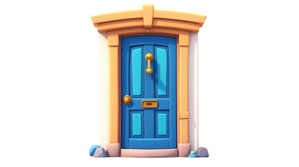 Cartoon Blue Front Door with Gold Door Knocker.
