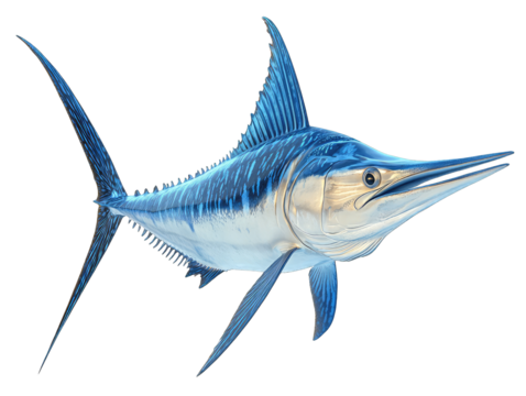 A beautiful marlin fish isolated on transparent background - Powered by Adobe