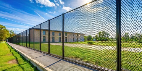 Fototapeta premium A private mesh fence enclosing a property boundary