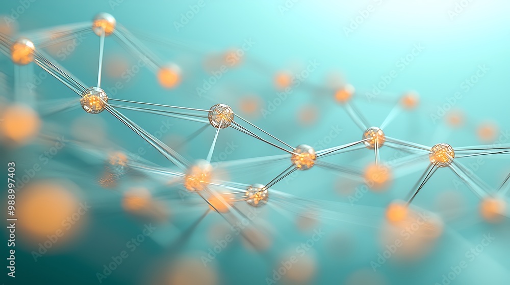 Poster dots and lines intertwine in a digital web, capturing the essence of modern technology.