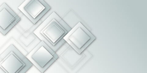 White and gray square banner design. Modern and minimal concept abstract geometric background. Vector abstract elegant with copy space template design.