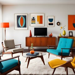 Fototapeta premium midcentury modern room interior home design