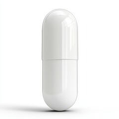 White capsule on a white isolated background.