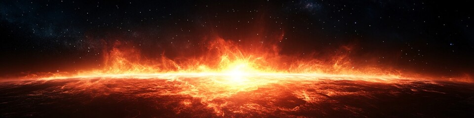 dramatic sunrise in space