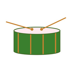 Green drum flat vector design. Flat style vector illustration isolated on white background. Drum clipart. Musical instrument. Drum flat vector illustration