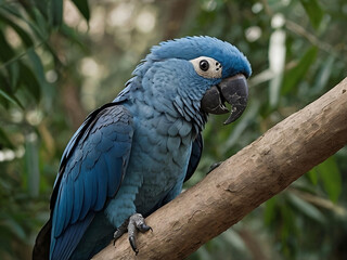 Obraz premium Spix’s Macaw (Cyanopsitta spixii) – A critically endangered blue parrot from Brazil.