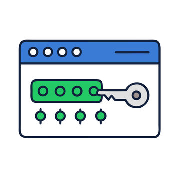 Minimalist Password Icon, Blue and Green Tones, Cybersecurity Concept