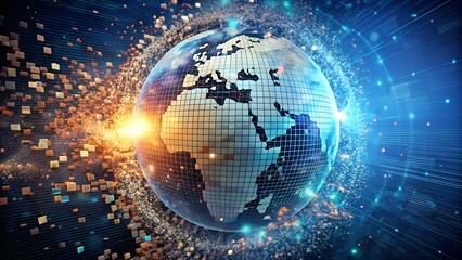 Obraz premium Global world network and telecommunication on earth. Communication technology for Internet business background