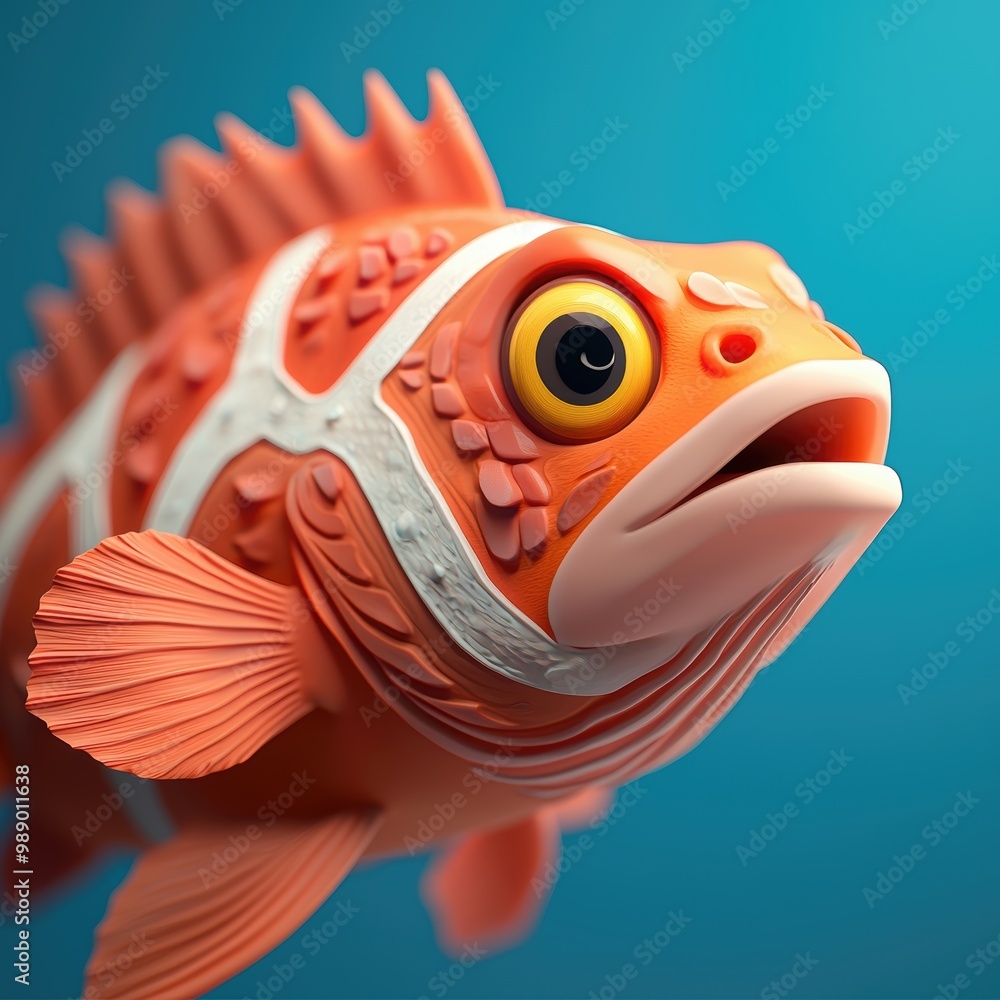 Poster colorful fish with unique patterns and expressions