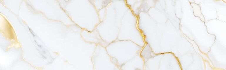Luxurious white Carrara statuaries marble texture background. Calacatta glossy marble with golden streaks. Luxury White Gold Marble texture background vector. Panoramic Marbling texture design.
